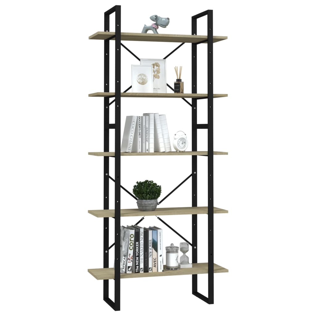 

vidaXL Boekenkast met 5 schappen 80x30x175 cm spaanplaat sonoma eiken