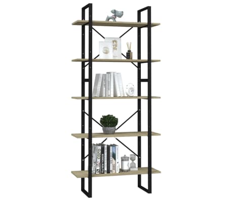 vidaXL Βιβλιοθήκη με 5 Ράφια Sonoma Δρυς 80 x 30 x 175 εκ. Επεξ. Ξύλο