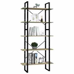 vidaXL Βιβλιοθήκη με 5 Ράφια Sonoma Δρυς 80 x 30 x 175 εκ. Επεξ. Ξύλο