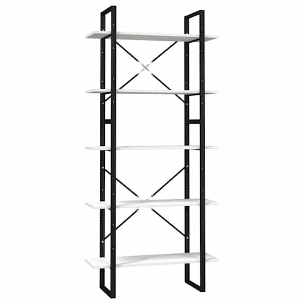 vidaXL 5-korruseline raamaturiiul, valge, 80 x 30 x 175 cm, puitlaastplaat