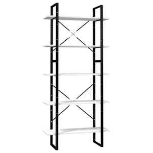 Knihovna s 5 policemi bílá 80 x 30 x 175 cm borové dřevo - obrázek 2