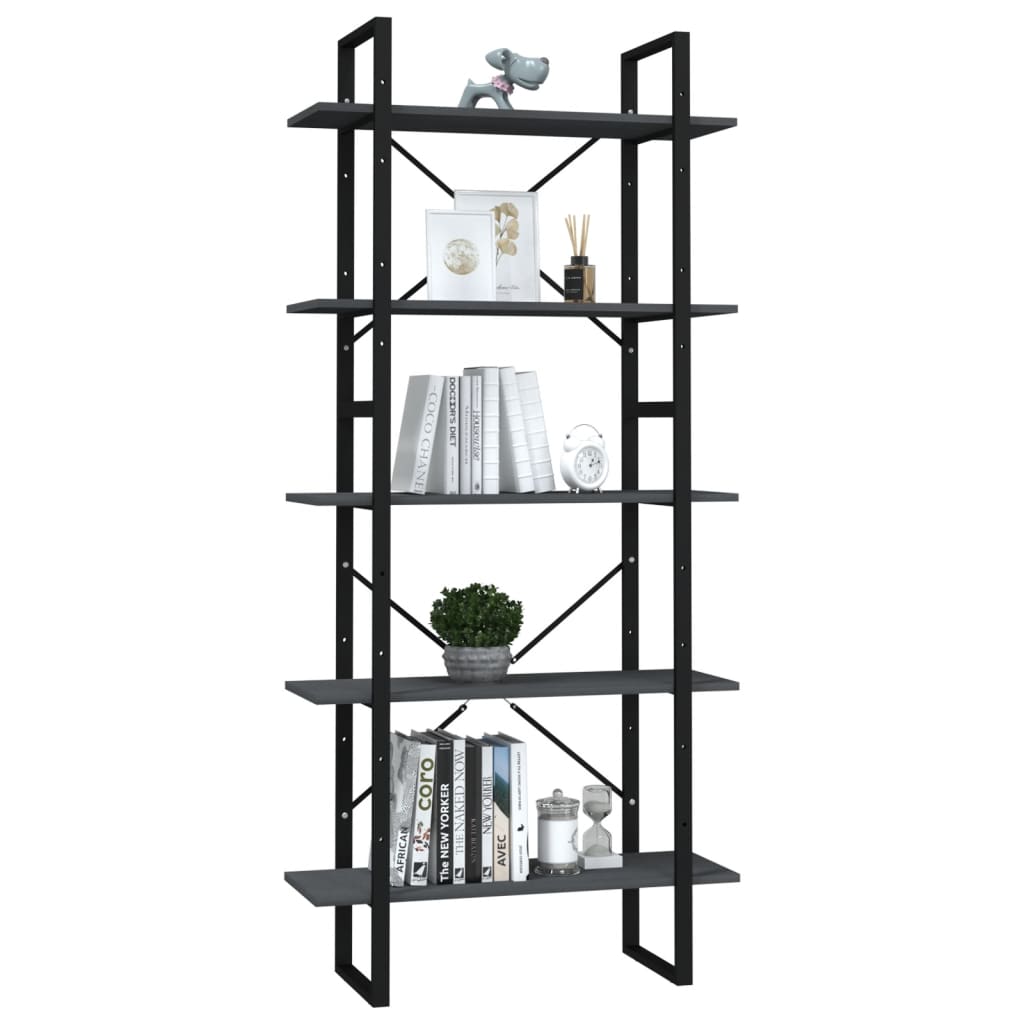 

vidaXL Boekenkast met 5 schappen 80x30x175 cm grenenhout grijs