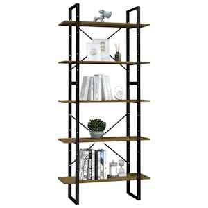 vidaXL 5-poziomowy regał na książki, brązowy, 80x30x175 cm, sosnowy