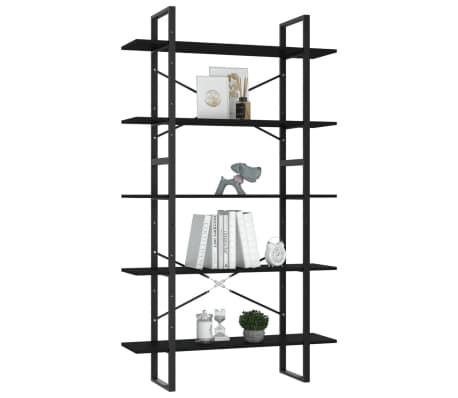 vidaXL Biblioth&egrave;que &agrave; 5 niveaux Noir 100x30x175 cm Bois d'ing&eacute;nierie