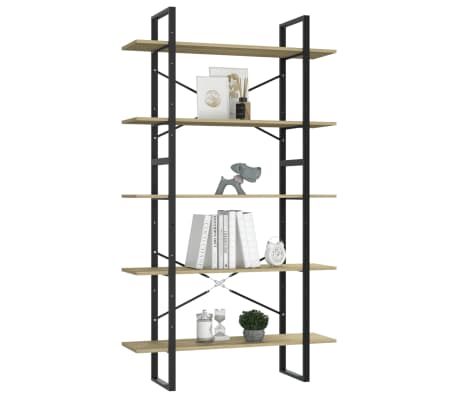 vidaXL Βιβλιοθήκη με 5 Ράφια Sonoma Δρυς 100 x 30 x 175 εκ. Επεξ. Ξύλο
