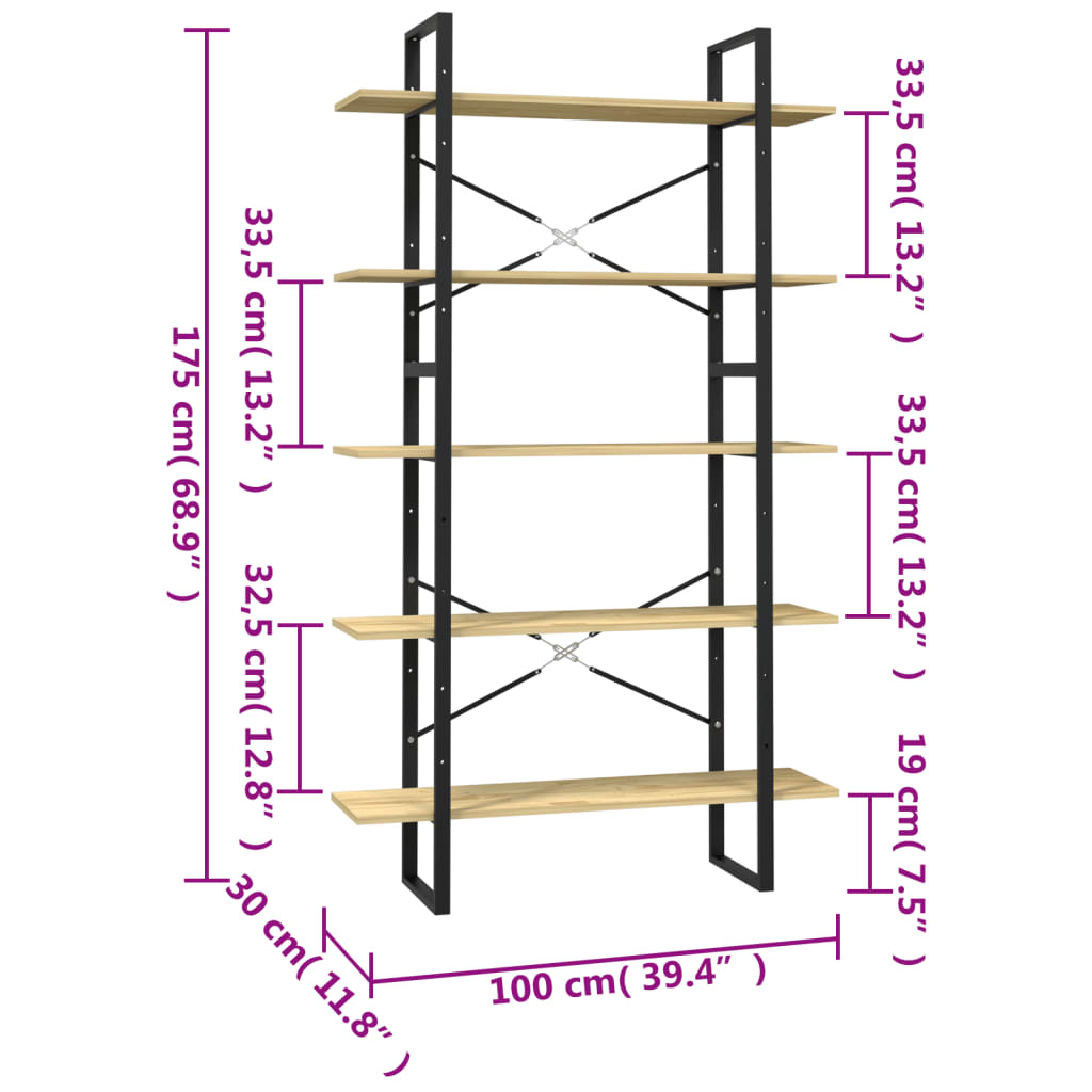 Estantería Blanca De 3 Niveles, 100x30x105 Cm, Madera De Pino