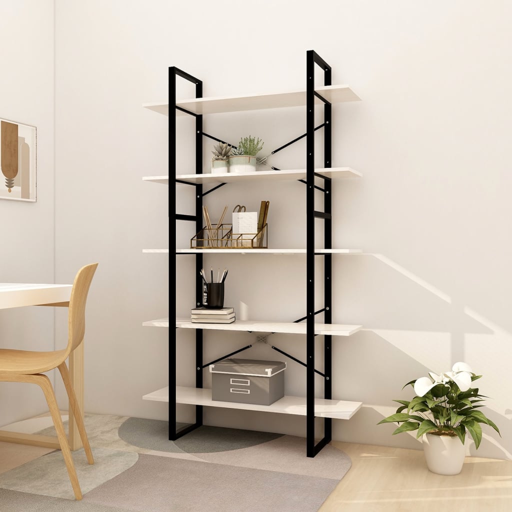 Libreria Dmacagg, Mobile portalibri alta a 5 ripiani, Scaffale da ufficio o  cameretta, Scaffale moderno con scomparti, 52x25h80 cm, Bianco