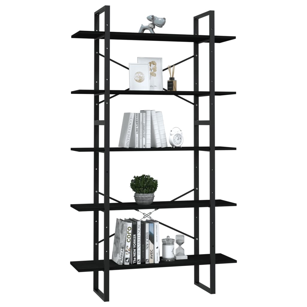 

vidaXL Boekenkast met 5 schappen 100x30x175 cm grenenhout zwart