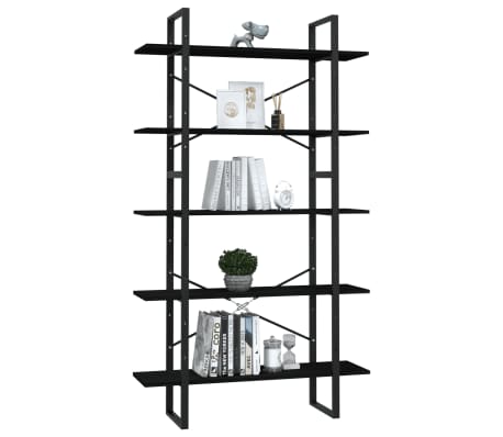 vidaXL 5-tasoinen Kirjahylly musta 100x30x175 cm m&auml;nty