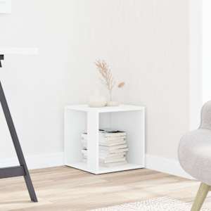 Stranska mizica bela 33x33x34,5 cm konstruiran les