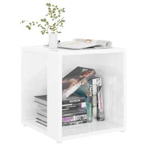 vidaXL Sidebord h&oslash;yglans hvit 33x33x34,5 cm sponplate