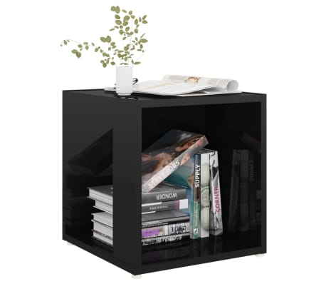 vidaXL Mesa de apoio 33x33x34,5 cm contraplacado preto brilhante