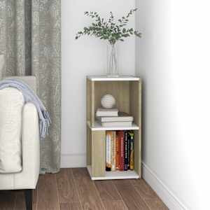 vidaXL Eckregal Wei&szlig; und Sonoma-Eiche 33x33x67 cm Holzwerkstoff