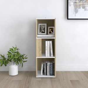 vidaXL Kulmakaappi valkoinen ja Sonoma-tammi 33x33x100 cm lastulevy