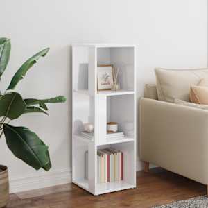 vidaXL Kulmakaappi korkeakiilto valkoinen 33x33x100 cm lastulevy