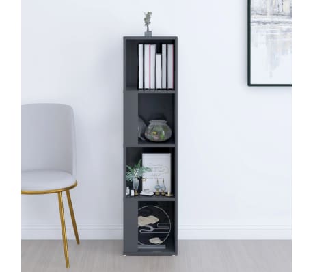 vidaXL Kulmakaappi korkeakiilto harmaa 33x33x132 cm lastulevy