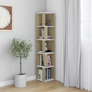 vidaXL Kulmakaappi valkoinen ja Sonoma-tammi 33x33x164,5 cm lastulevy