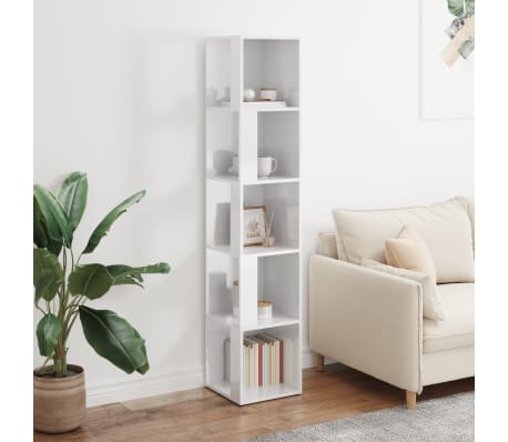 vidaXL Ντουλάπι Γωνία Γυαλ. Λευκό 33 x 33 x 164,5 εκ. από Επεξ. Ξύλο
