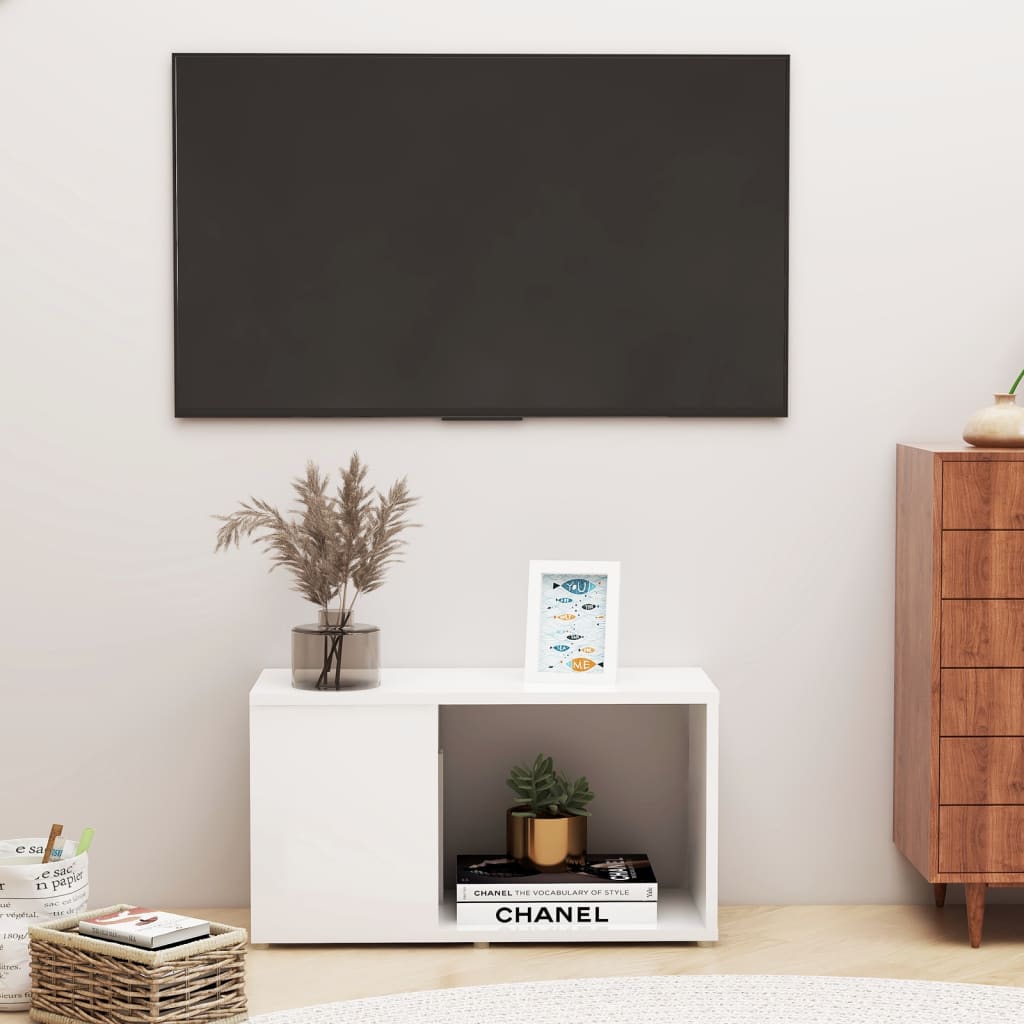 Petrashop  TV skříňka bílá s vysokým leskem 60 x 24 x 32 cm dřevotříska