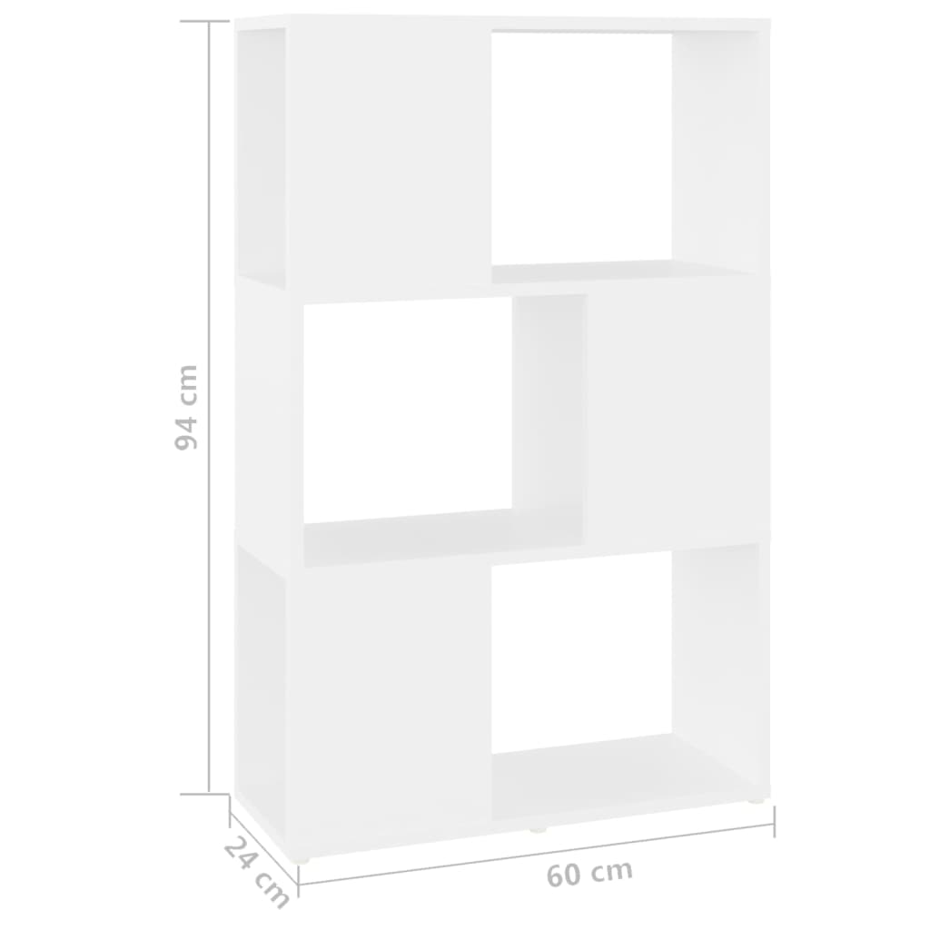 Bücherregal Raumteiler Weiß 60x24x94 cm Spanplatte