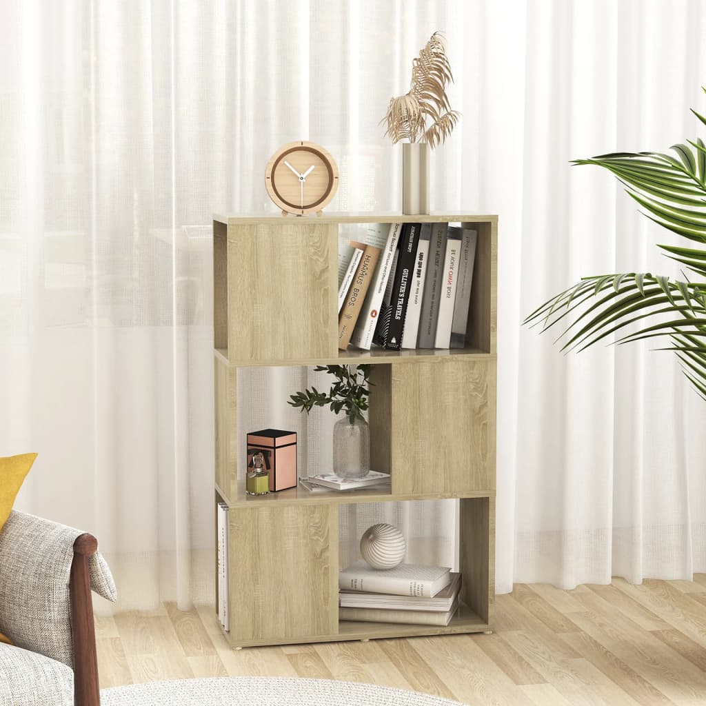 vidaXL Book Cabinet Room Divider Sonoma Oak 60x24x94 cm Engineered Wood