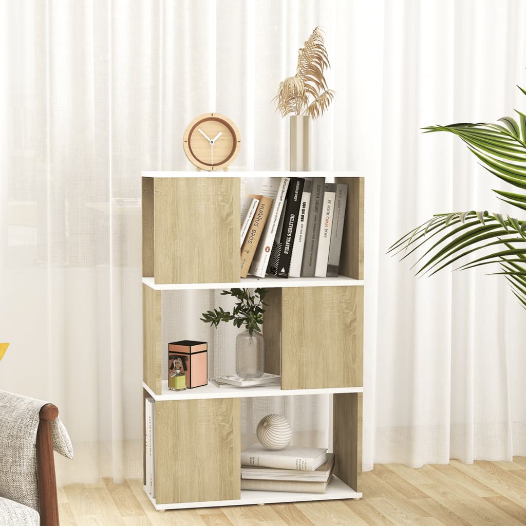 

vidaXL Boekenkast/kamerscherm 60x24x94 cm spaanplaat wit sonoma eiken