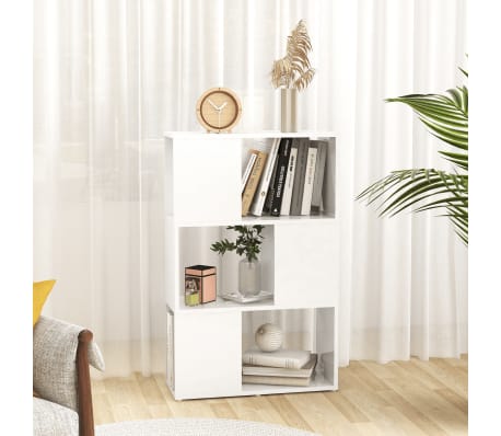 vidaXL Book Cabinet Room Divider High Gloss White 60x24x94cm Engineered Wood