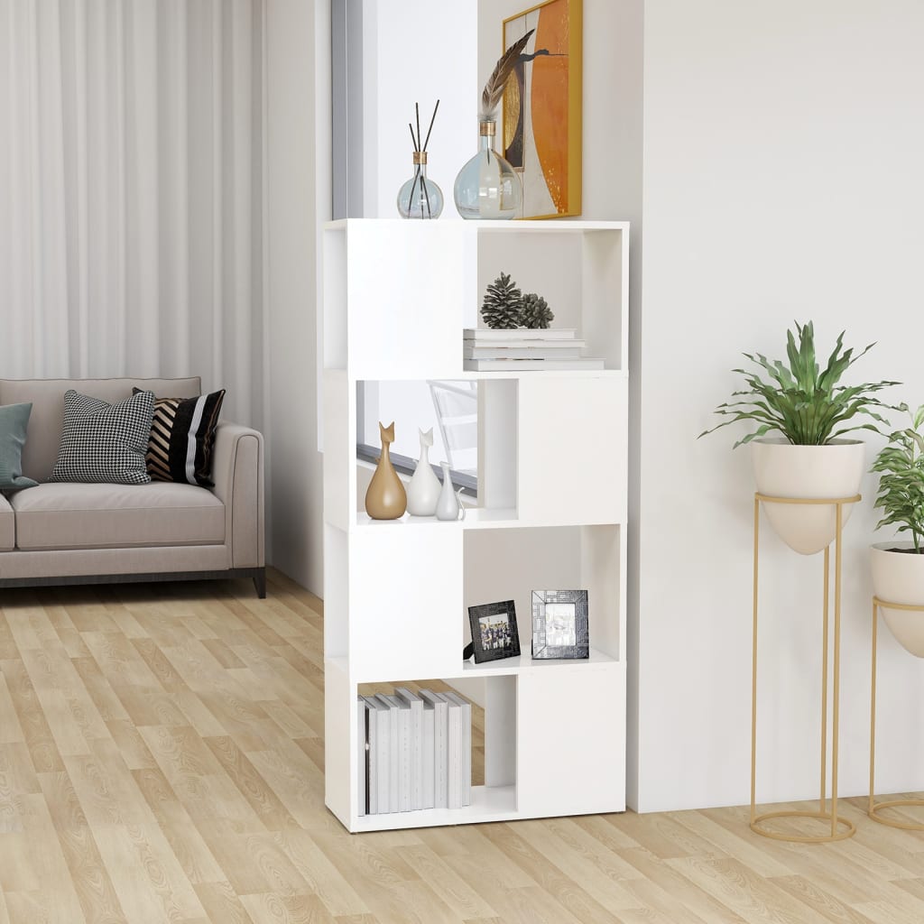 Bücherregal Raumteiler Weiß 60x24x124,5 cm Spanplatte