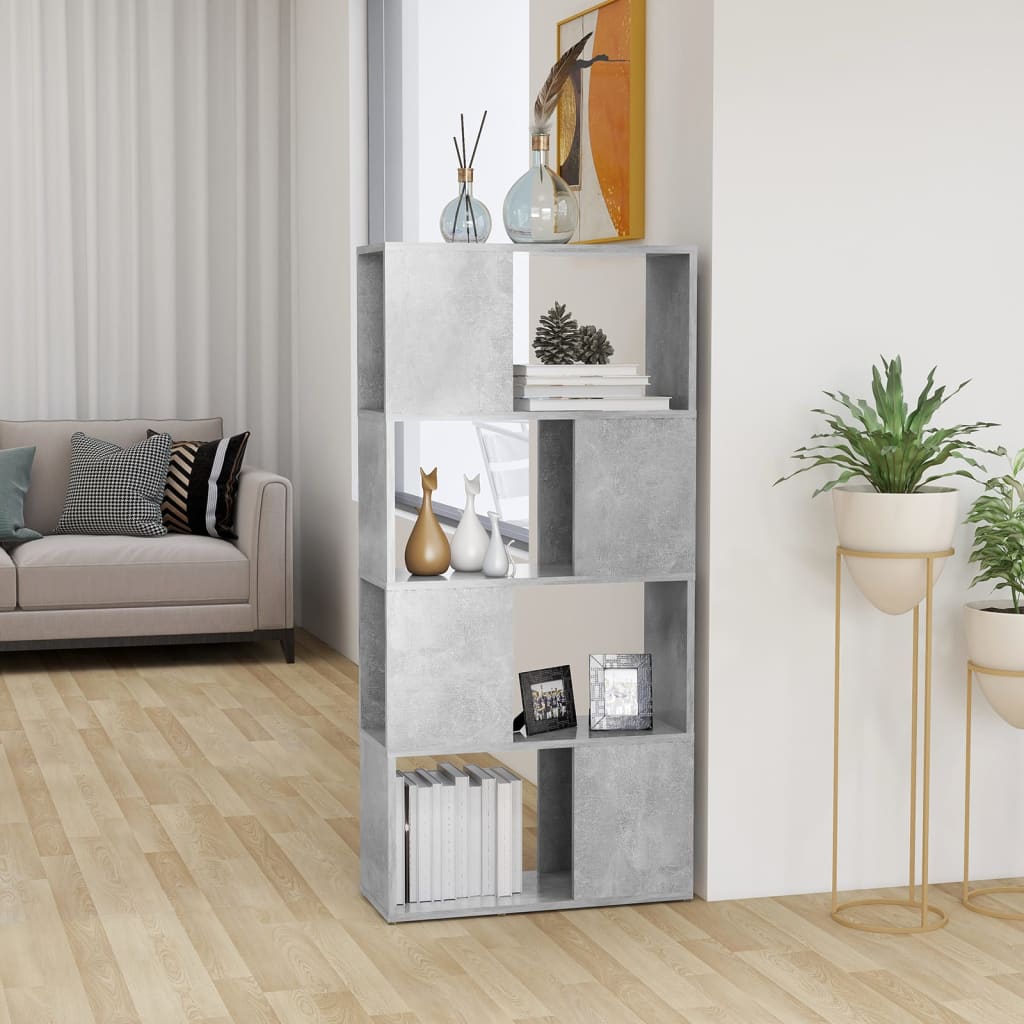 vidaXL Bibliotecă/Separator cameră, gri beton, 60x24x124,5 cm