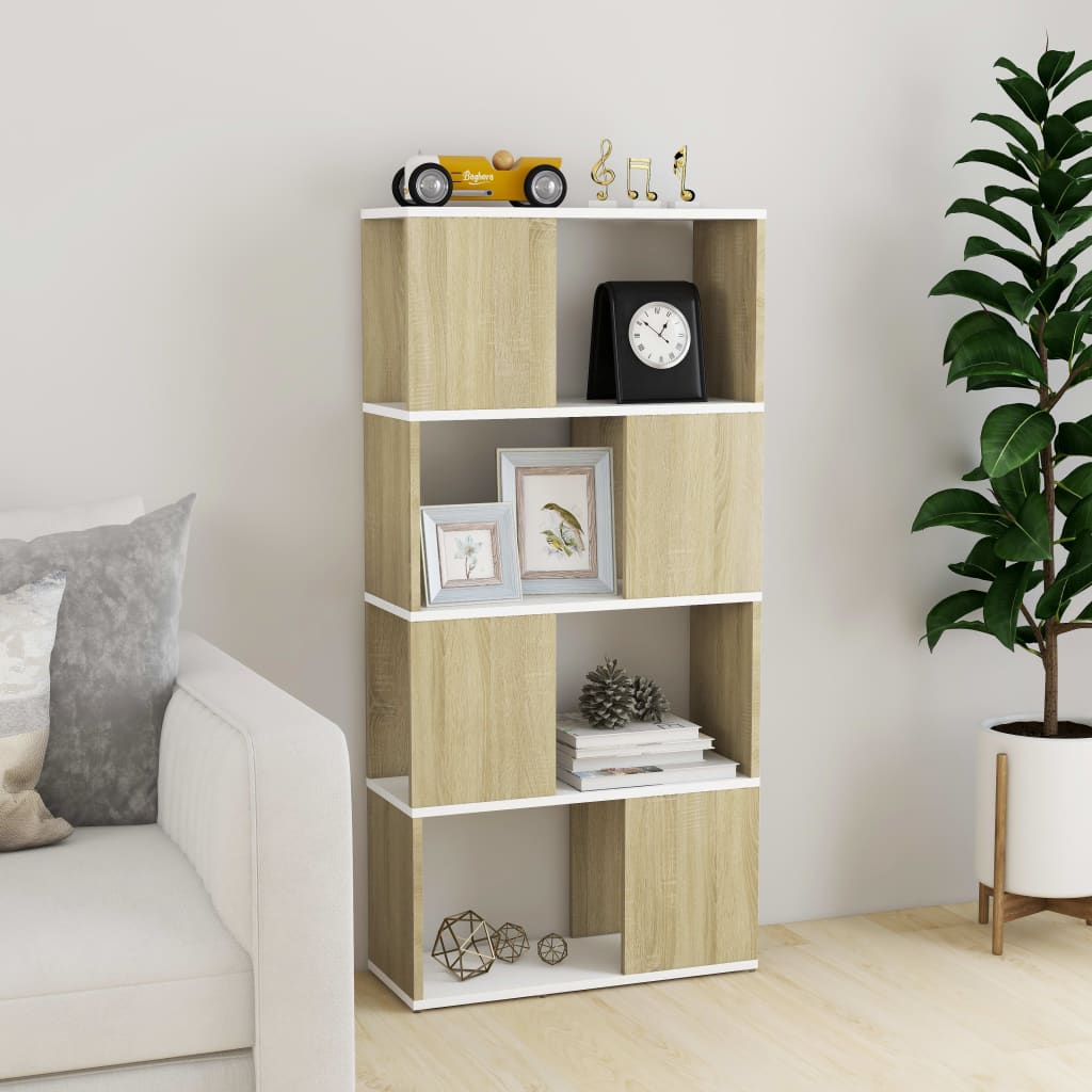 

vidaXL Boekenkast/kamerscherm 60x24x124,5 cm wit sonoma eikenkleurig