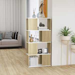 Knihovna / dělicí stěna bílá a dub sonoma 60 x 24 x 124,5 cm - obrázek 1