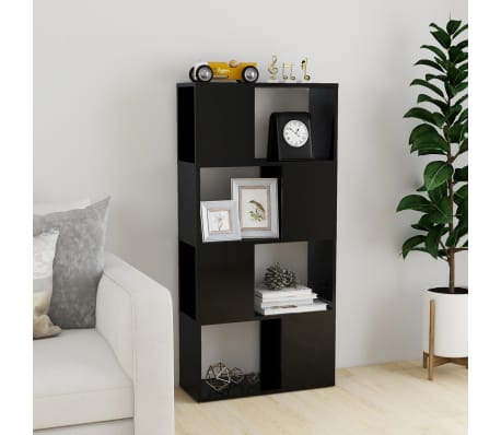 vidaXL Book Cabinet Room Divider High Gloss Black 60x24x124.5 cm