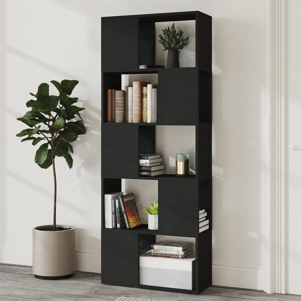 

vidaXL Boekenkast/kamerscherm 60x24x155 cm spaanplaat zwart