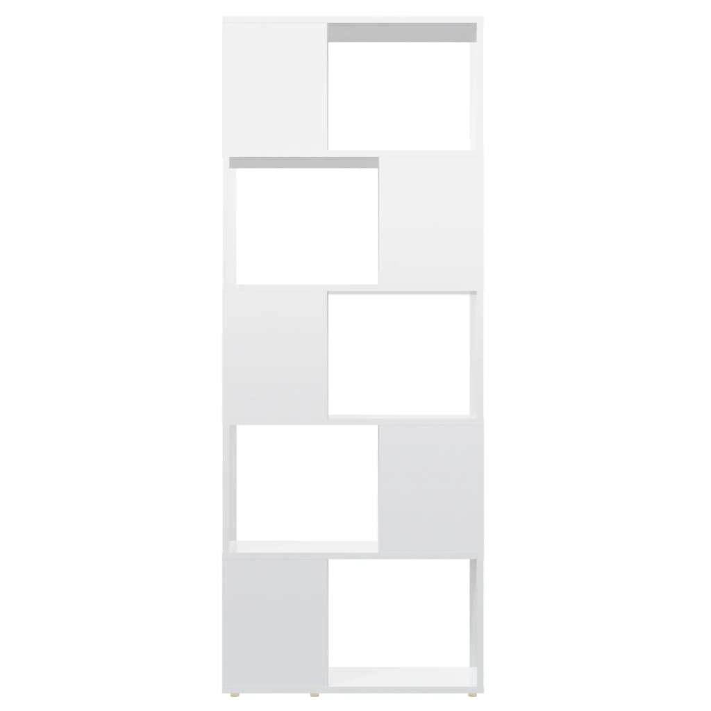 Bücherregal Raumteiler Hochglanz-Weiß 60x24x155 cm