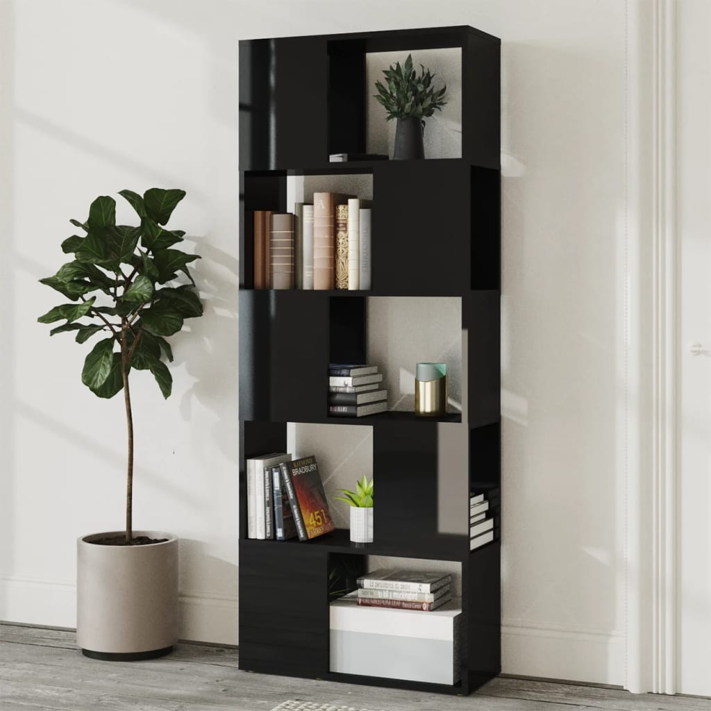 

vidaXL Boekenkast/kamerscherm 60x24x155 cm hoogglans zwart