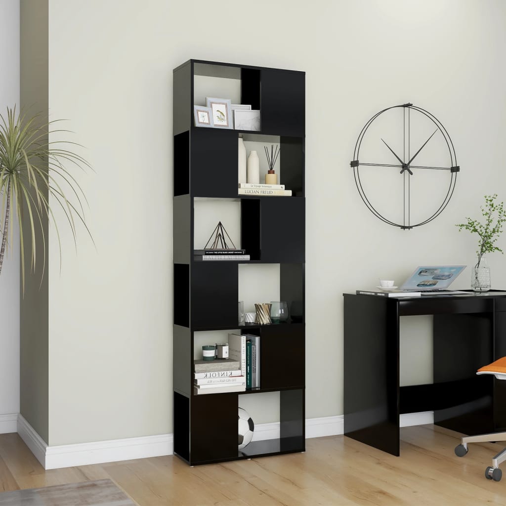 vidaXL Librería separador madera contrachapada negro 60x24x186 cm