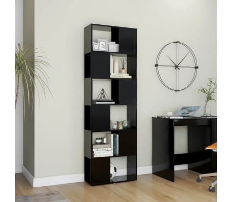 vidaXL Book Cabinet Room Divider Black 60x24x186 cm Engineered Wood