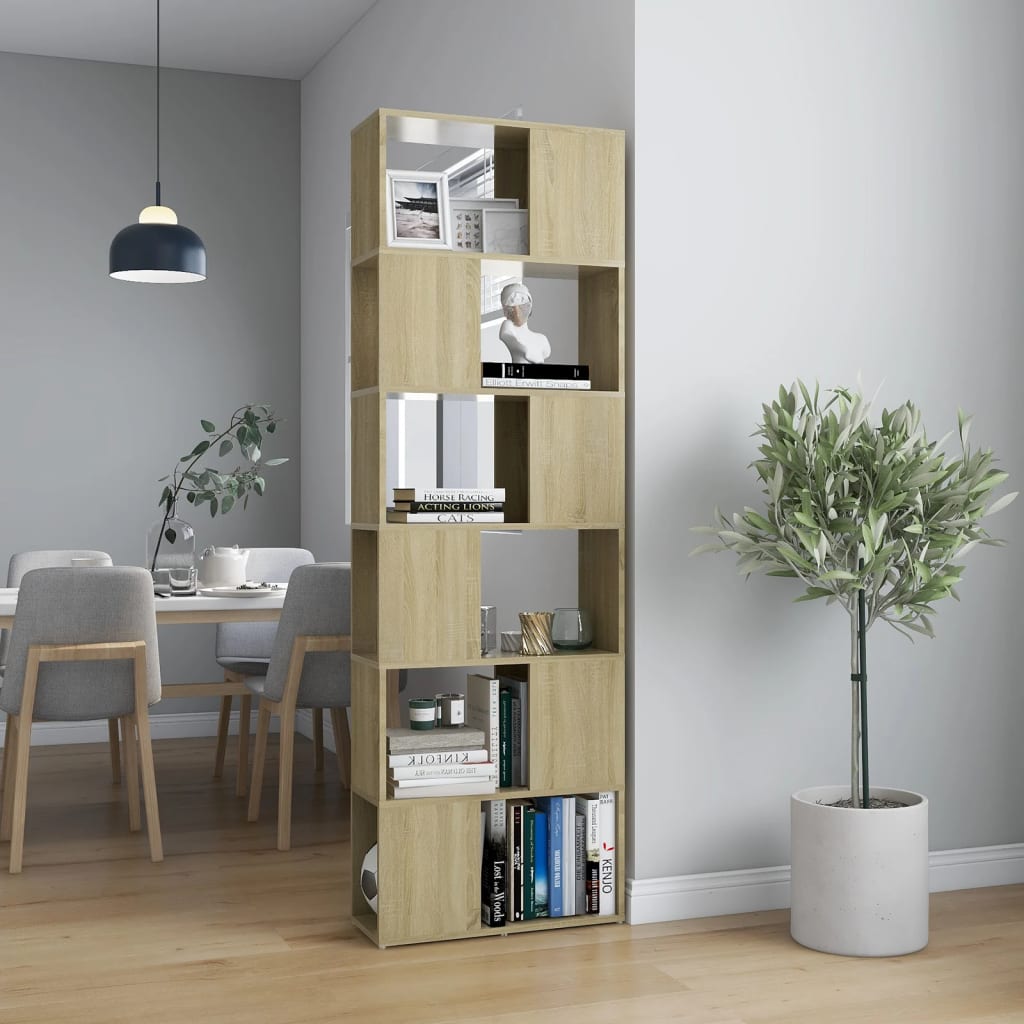 vidaXL Bücherregal Raumteiler Sonoma-Eiche 60x24x186 cm Holzwerkstoff