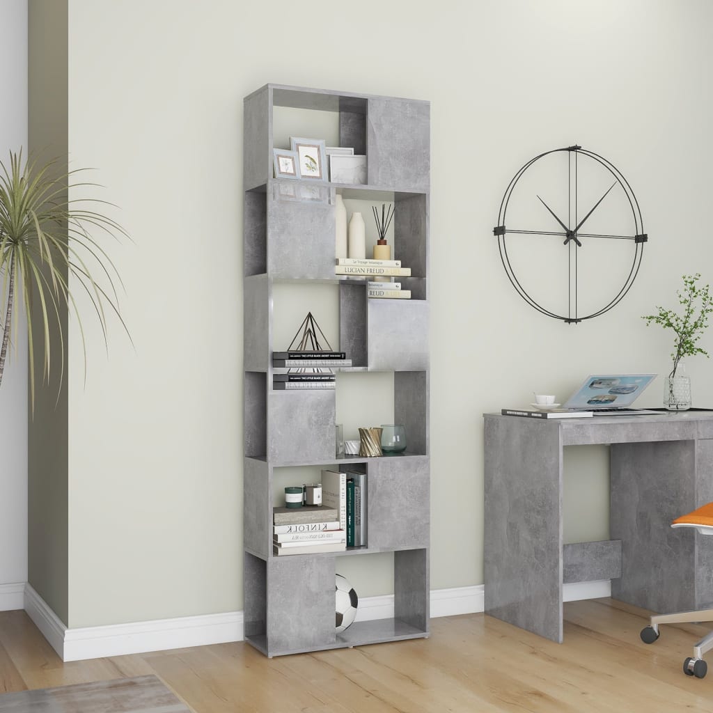 

vidaXL Boekenkast/kamerscherm 60x24x186 cm spaanplaat betongrijs