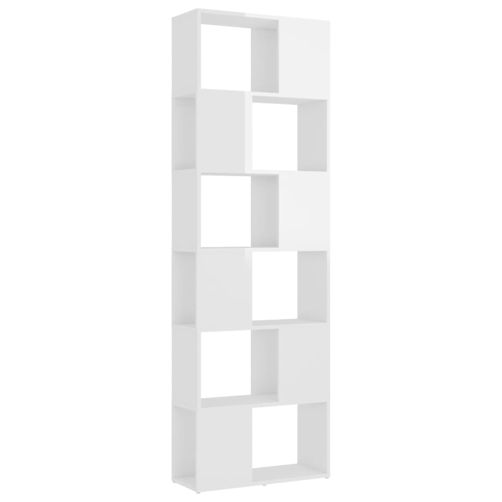 Bücherregal Raumteiler Hochglanz-Weiß 60x24x186 cm