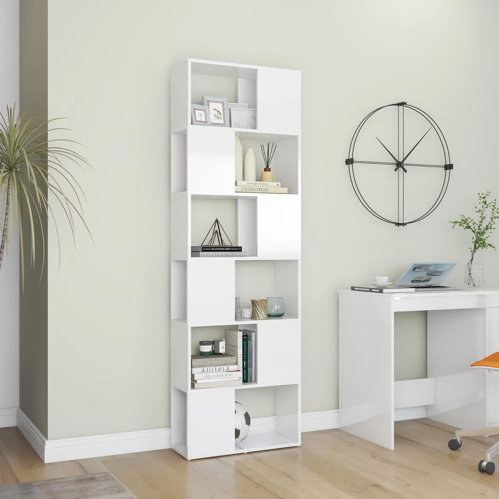 

vidaXL Boekenkast/kamerscherm 60x24x186 cm hoogglans wit