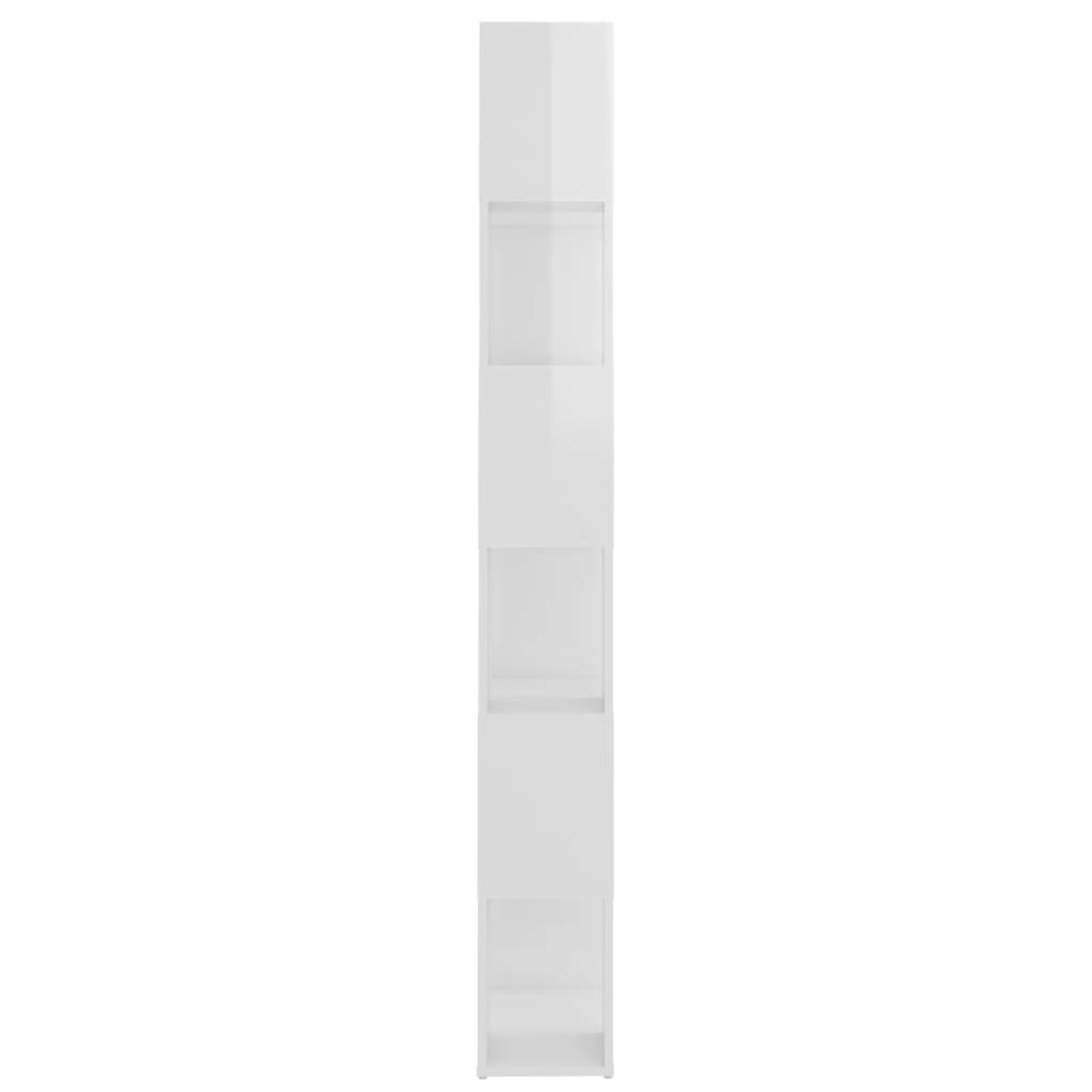 Bücherregal Raumteiler Hochglanz-Weiß 60x24x186 cm