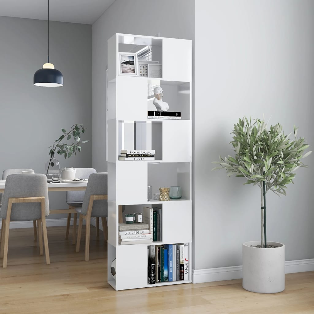 Bücherregal Raumteiler Hochglanz-Weiß 80x24x94 cm Spanplatte