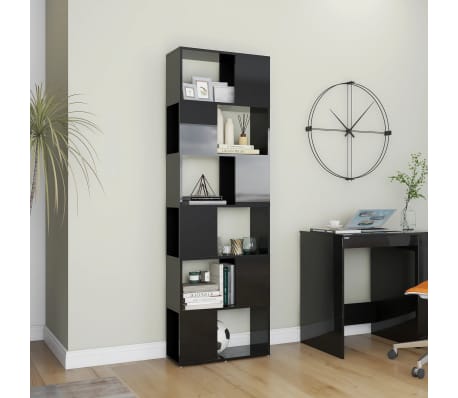 vidaXL B&uuml;cherregal Raumteiler Hochglanz-Schwarz 60x24x186 cm