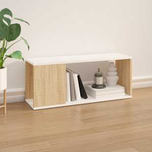 vidaXL Televizoriaus spintelė, baltos/ąžuolo spalvos, 80x24x32cm, MDP