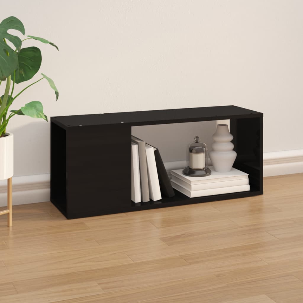 vidaXL Mueble para TV madera contrachapada negro brillante 80x24x32 cm