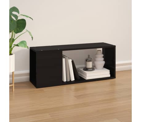 vidaXL Móvel de TV 80x24x32 cm contraplacado preto brilhante