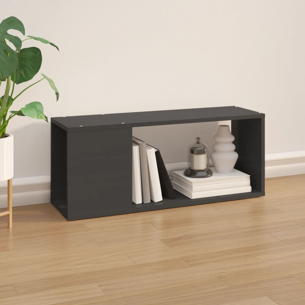 vidaXL TV Cabinet High Gloss Grey 80x24x32 cm Engineered Wood