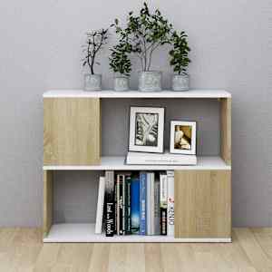 vidaXL Televizoriaus spintelė, baltos/ąžuolo spalvos, 80x24x63cm, MDP