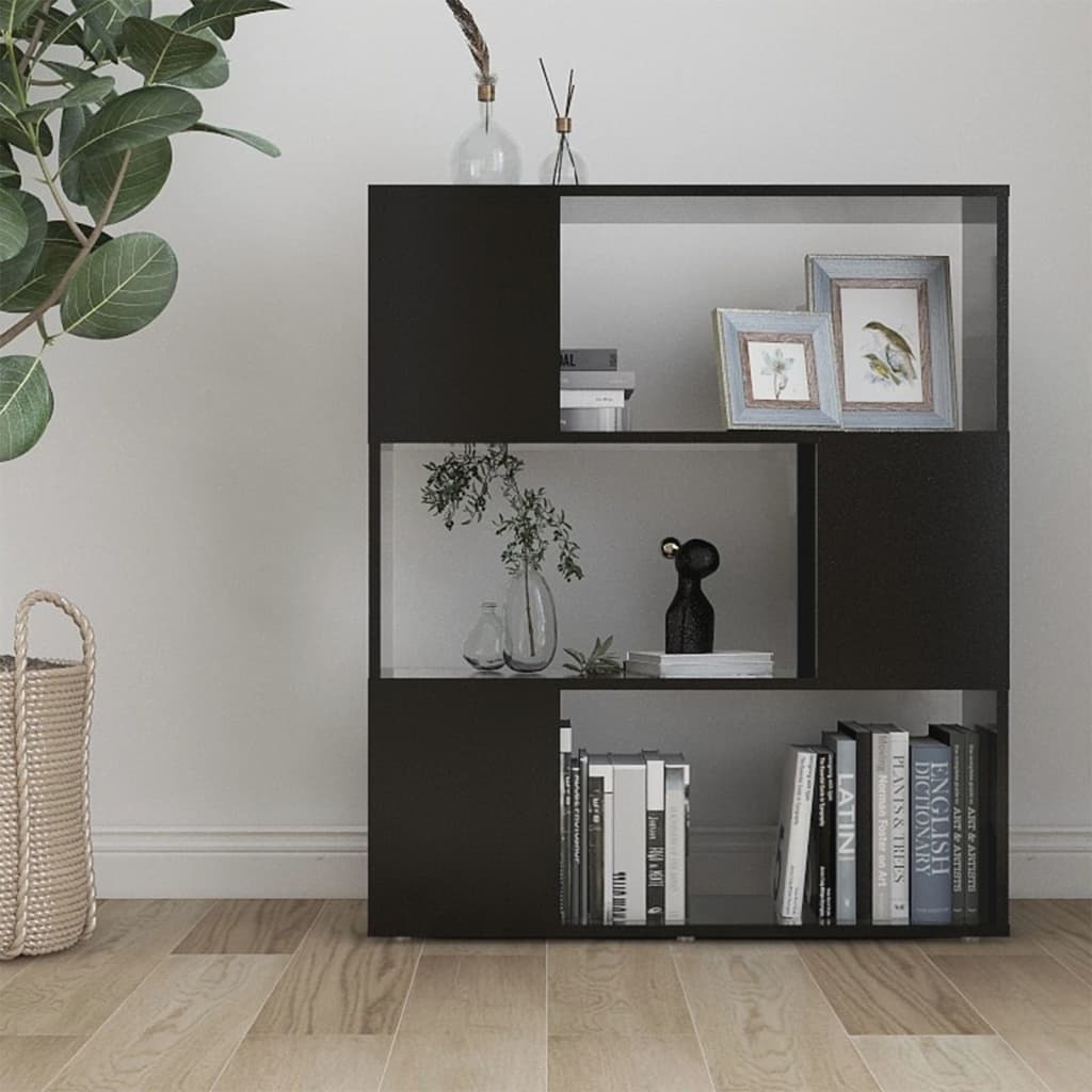 vidaXL Book Cabinet Room Divider Black 80x24x94 cm Engineered Wood